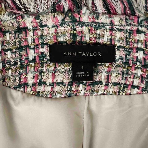Womens Ann Taylor Pastel Tweed Cascade Fringe Double-Breasted Jacket Multi Sze 4 - Picture 3 of 6
